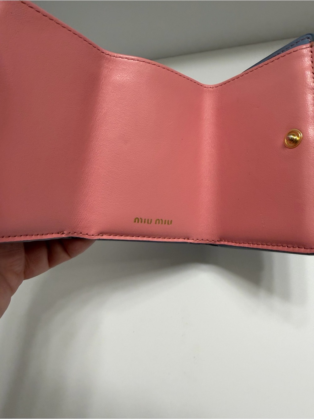 EUC- MIU MIU MADRAS LEATHER TRIFOLD WALLET- WOTH BOX AND COA CARD AND TAG 🦋🌸 - Picture 4 of 15